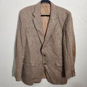 Vintage Tailored Classics Levis Mens 44L Brown Tweed Wool Sports Coat Elbow FLAW